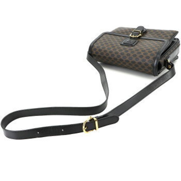 Celine Macadam Shoulder Bag Leather Black Brown - Picture 5 of 9